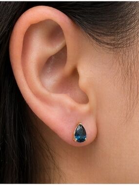 Teardrop London Blue Topaz Earrings in Gold-Plated Sterling Silver